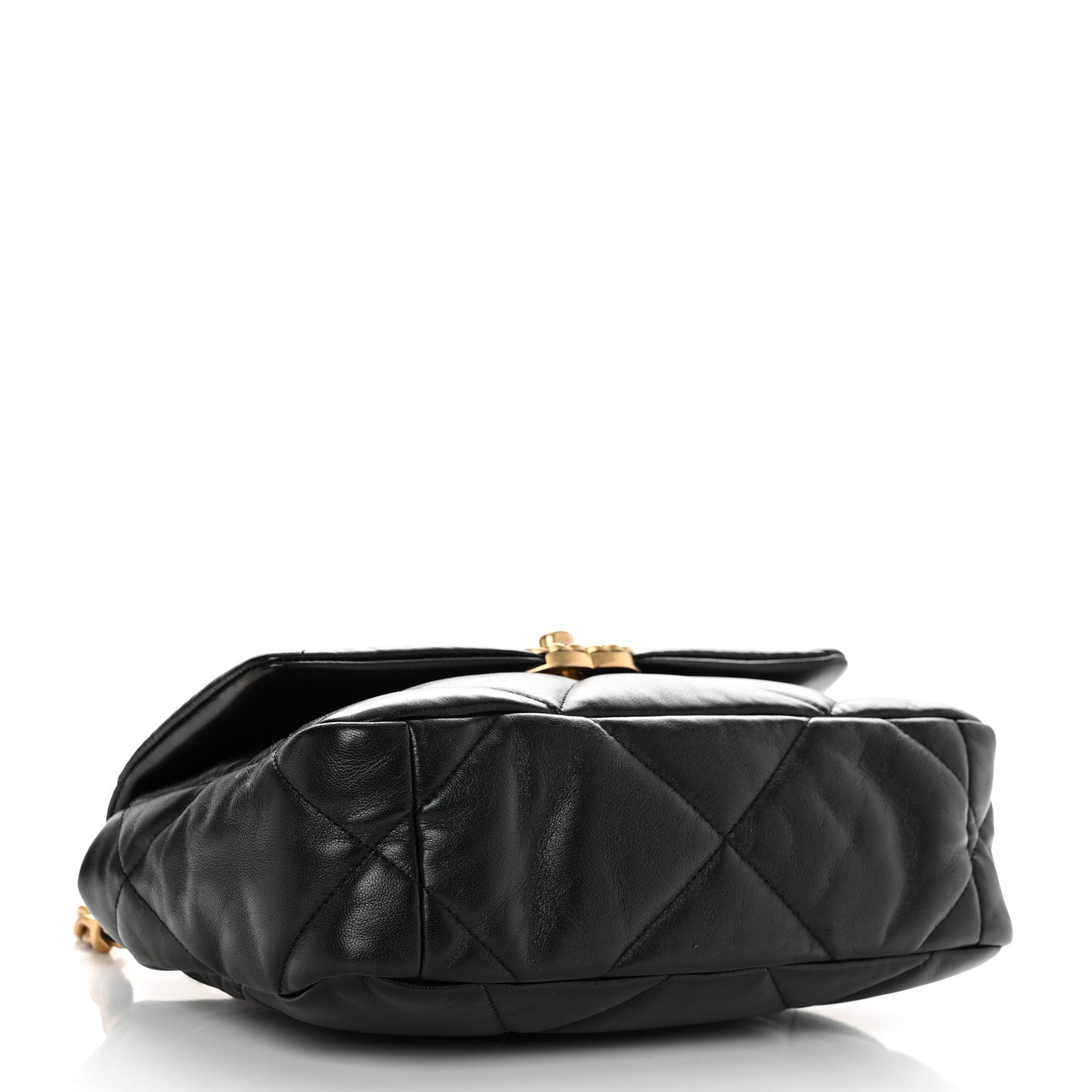 Shiny Goatskin Quilted Medium Chanel 19 Flap Black