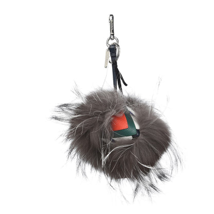 Fendi Silver Fox Fur Vitello Elite Monster Bag Bug Cube Charm Multicolor 1 of 3