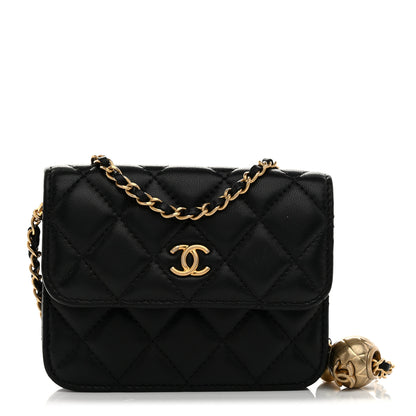 Chanel Lambskin Quilted Pearl Crush Clutch With Chain Black 1 of 11