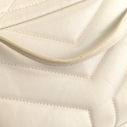 Saint Laurent Calfskin Y Quilted Monogram Toy Loulou Crossbody Bag Crema Soft 14 of 15
