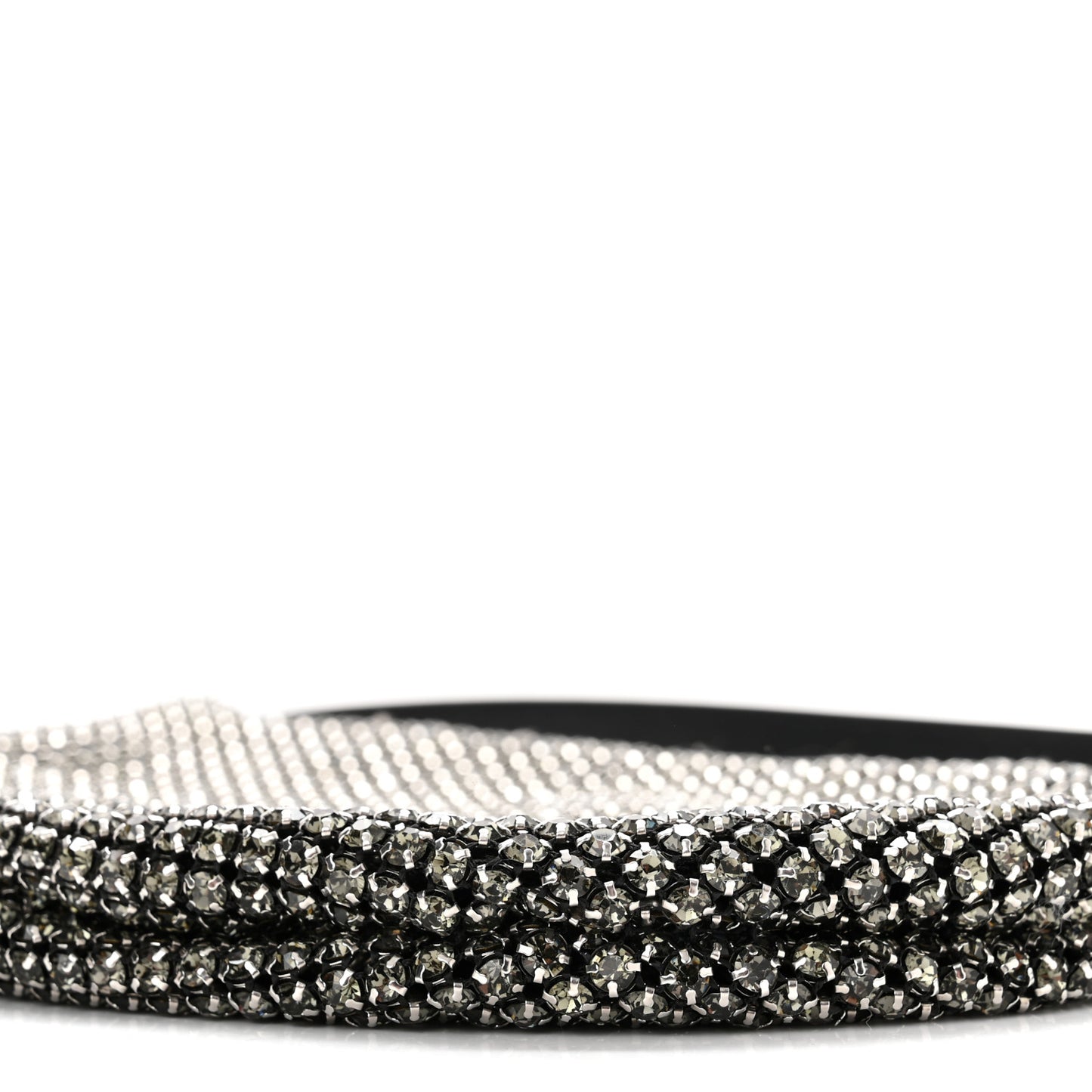 Mesh Crystal Wanglock Fortune Cookie Bag Black