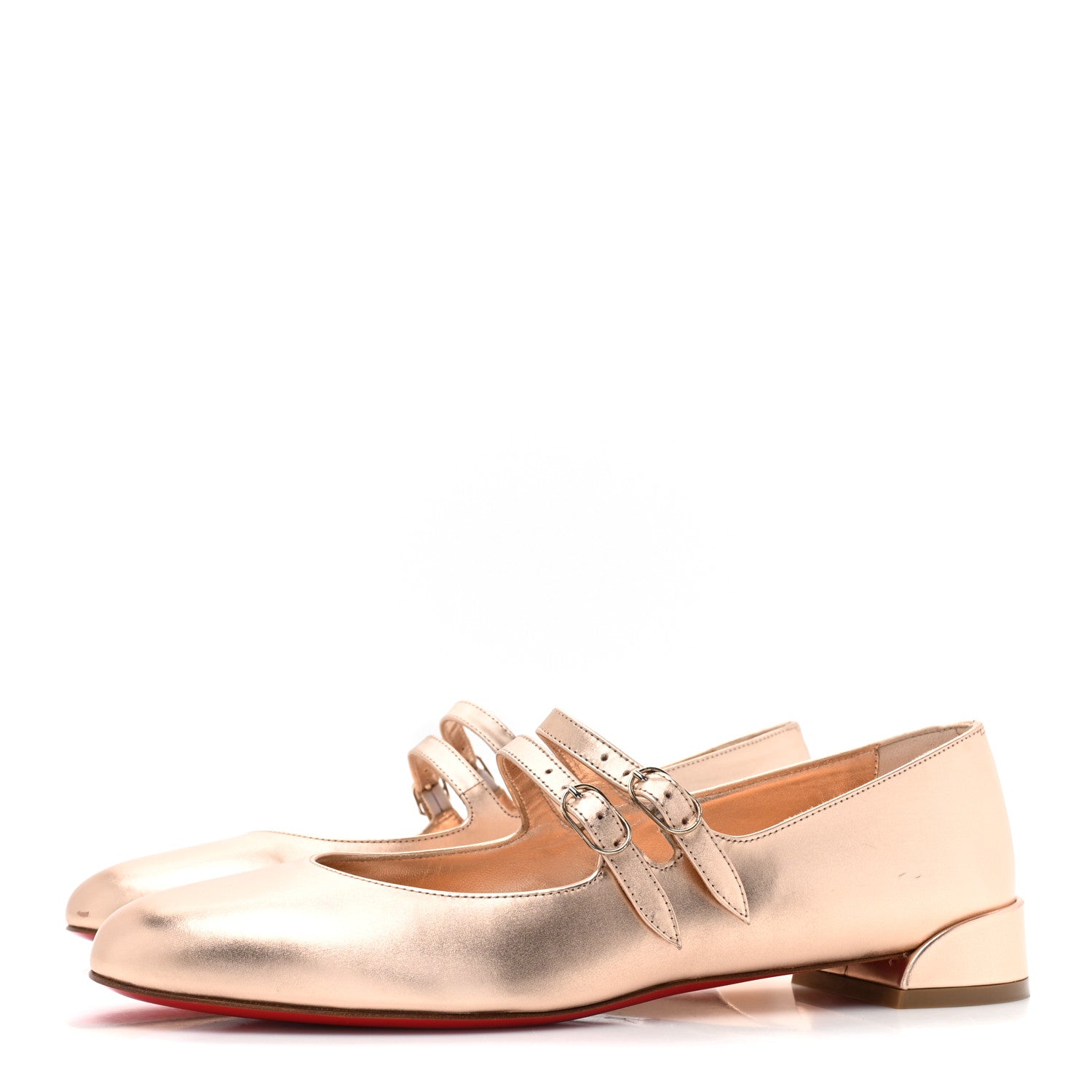 Christian Louboutin Nappa Metallic Sweet Jane Flats 38.5 Beige 3 of 10