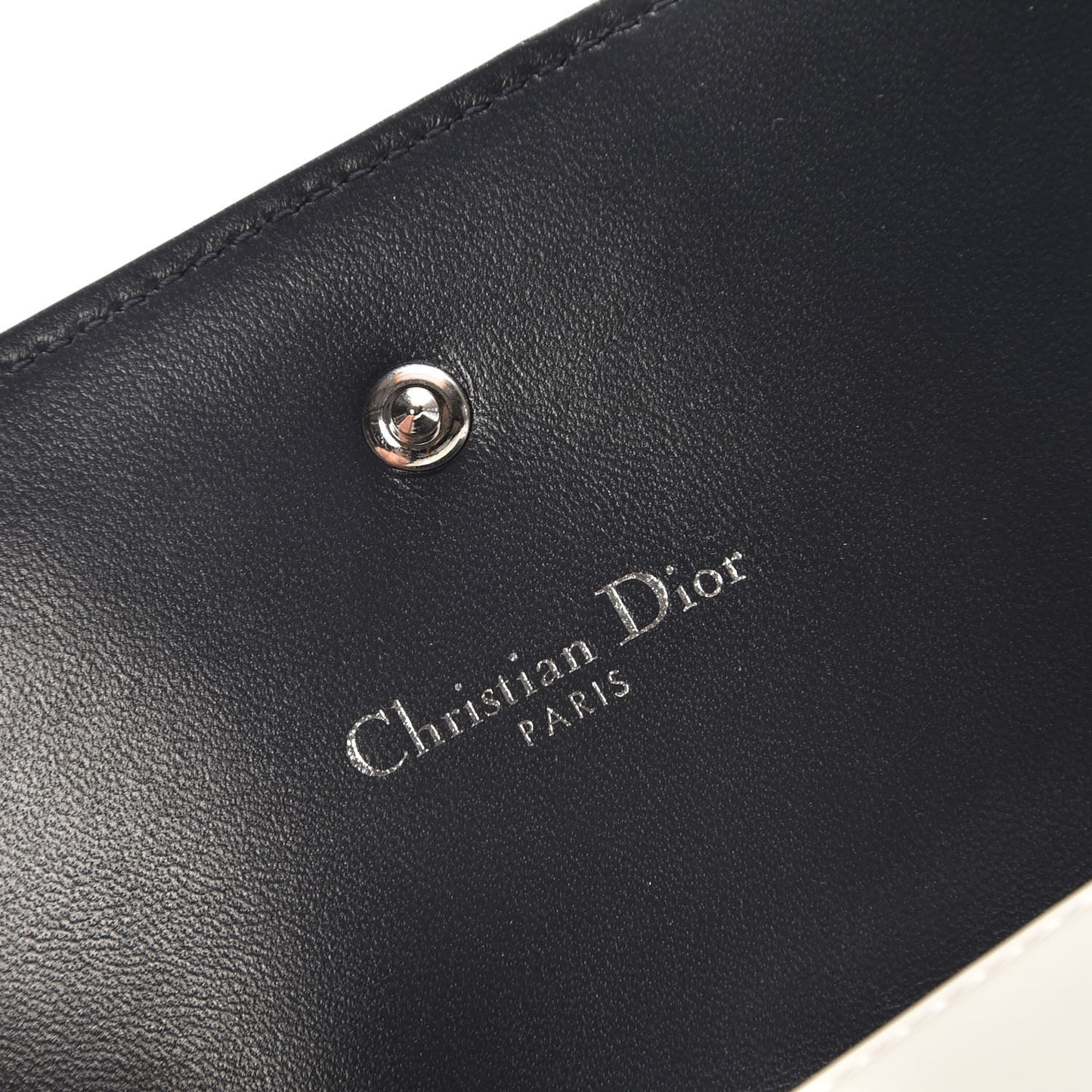 Metallic Patent Micro-Cannage Diorama Elancee Wallet Off White