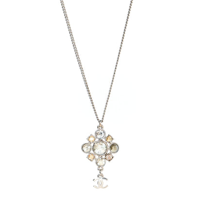 Chanel Crystal CC Drop Pendant Necklace Silver 1 of 4