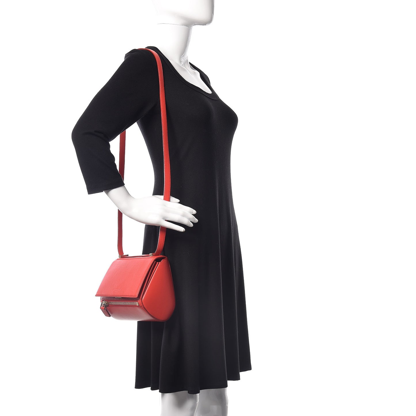 Textured Calfskin Mini Pandora Box Crossbody Bag Red