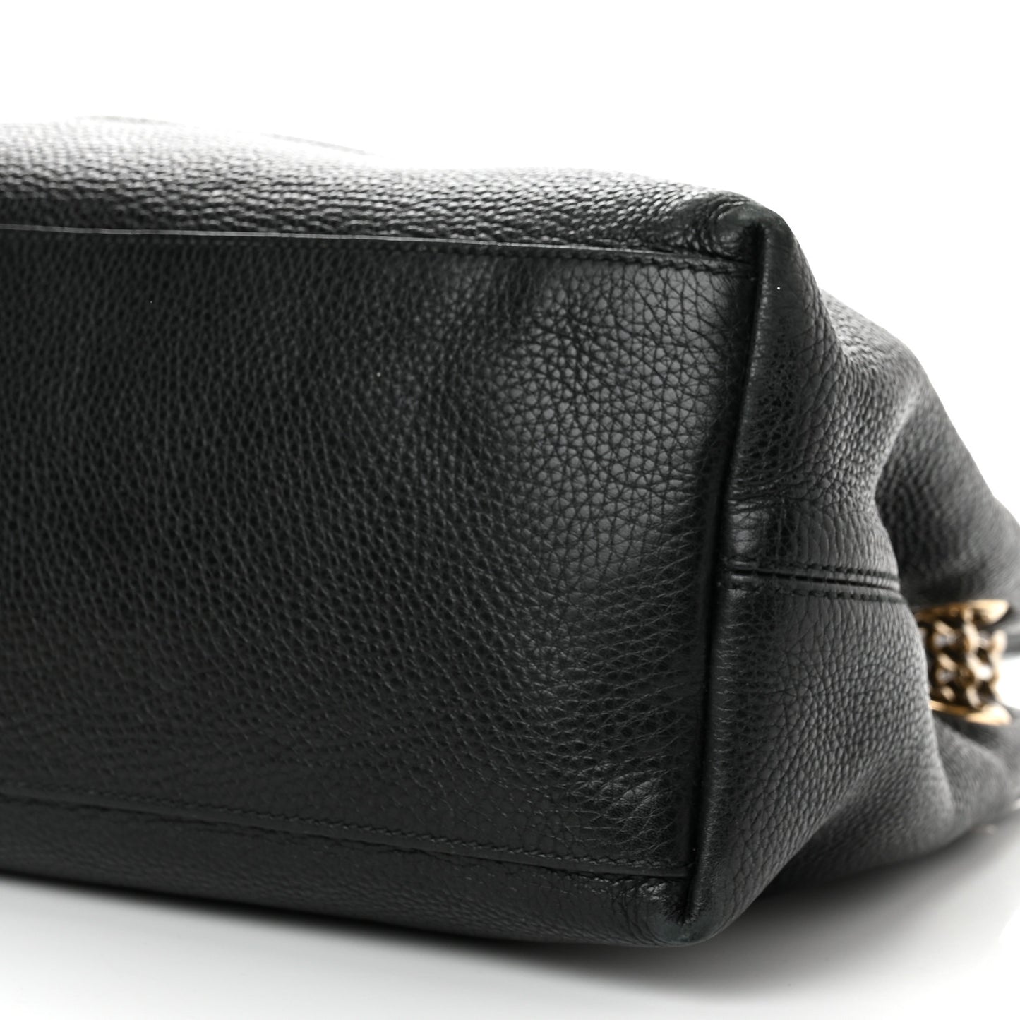 Pebbled Calfskin Medium Soho Chain Shoulder Bag Black