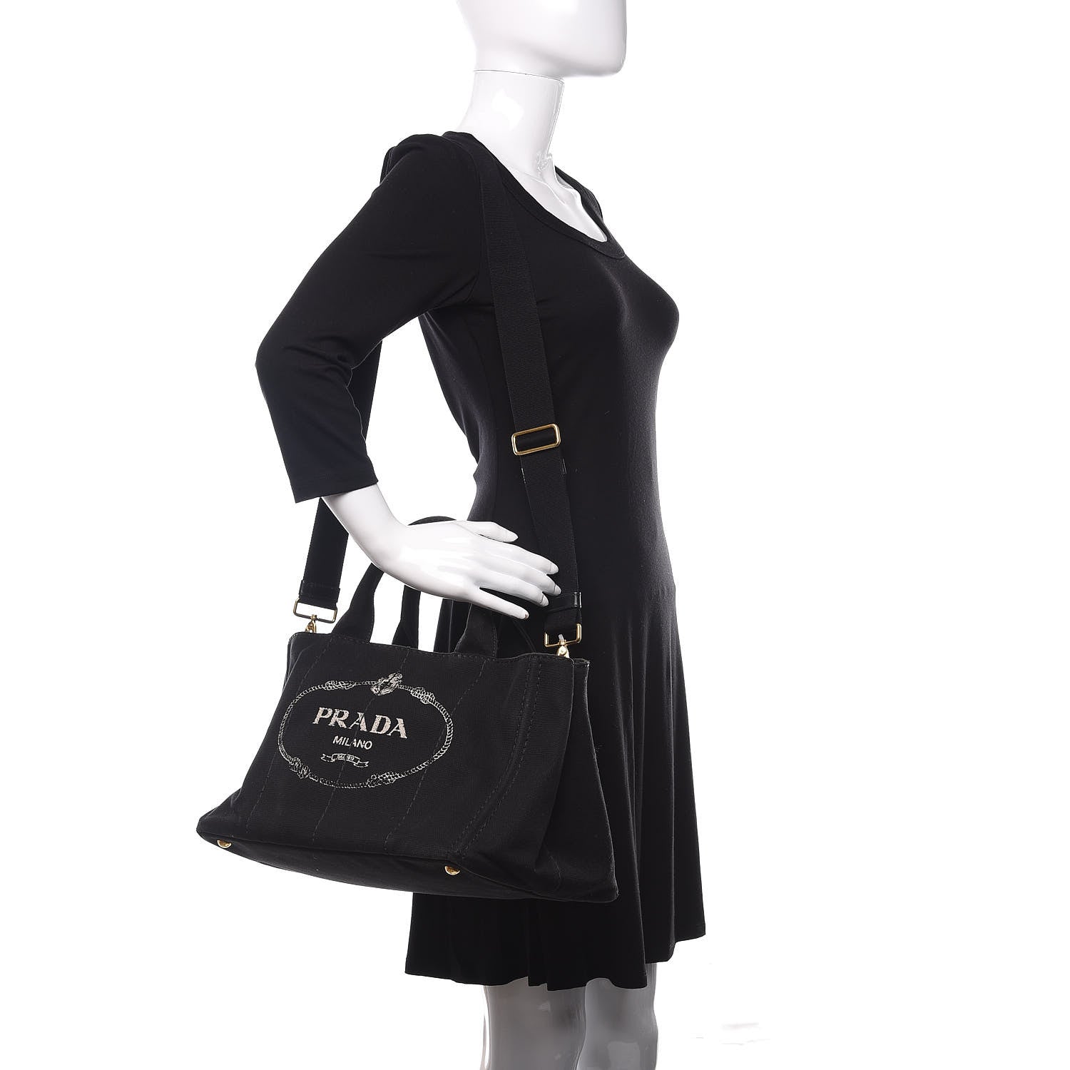 Prada Canapa Logo Tote Black 2 of 10