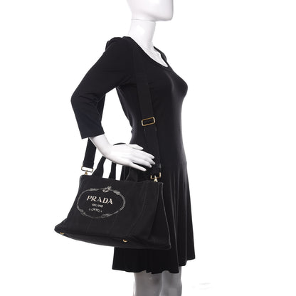 Prada Canapa Logo Tote Black 2 of 10