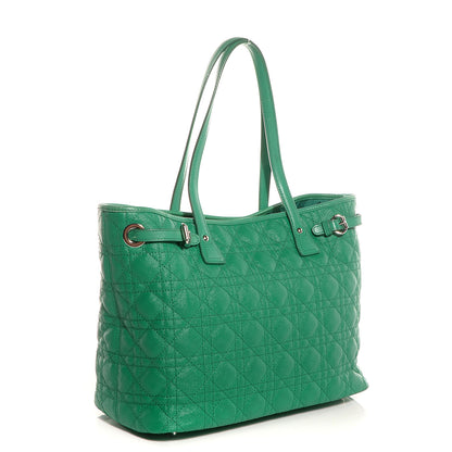 Christian Dior Coated Canvas Cannage Small Panarea Tote Green 3 of 7