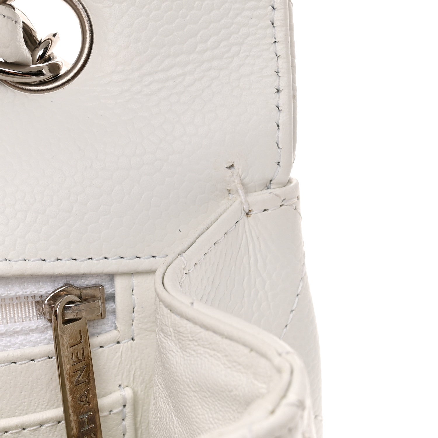 Chanel Caviar Quilted Jumbo Single Flap White 14 of 19