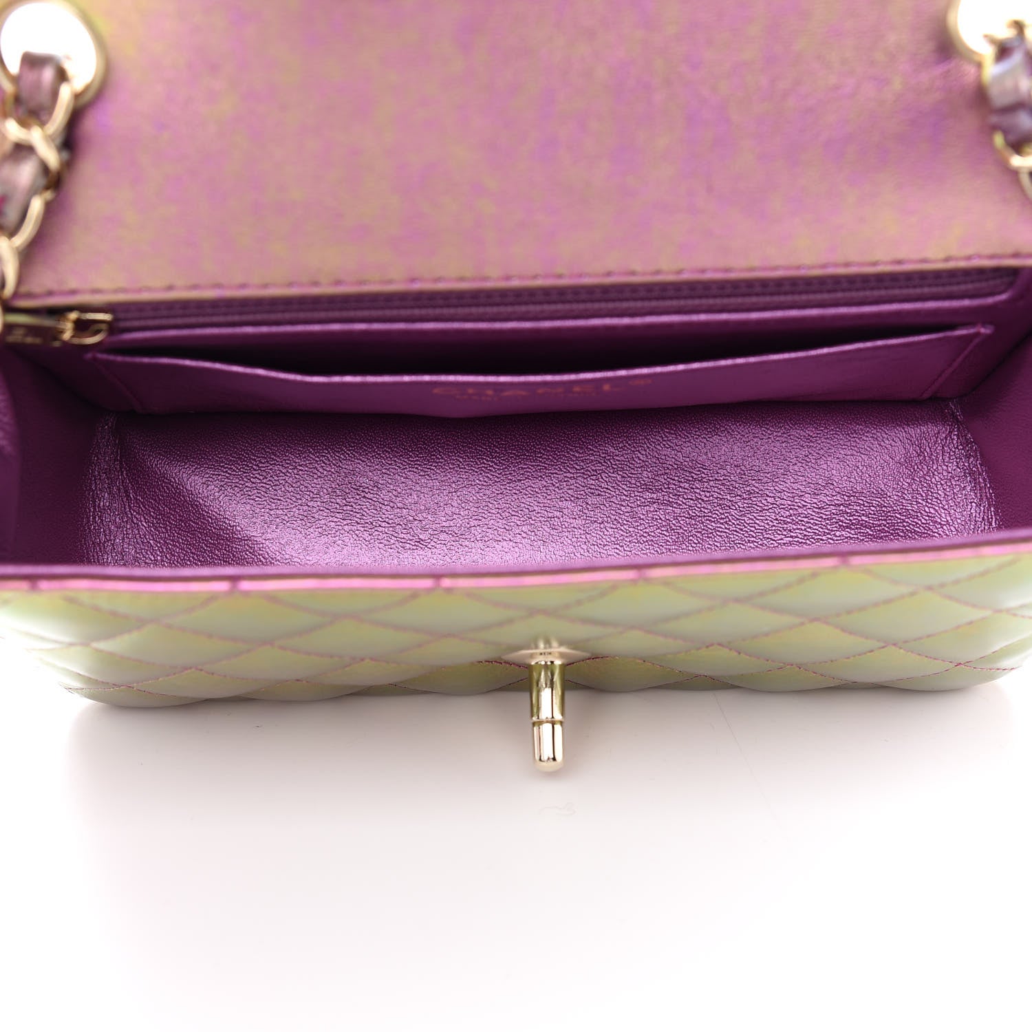 Chanel Iridescent Lambskin Quilted Mini Rectangular Flap Purple 5 of 9