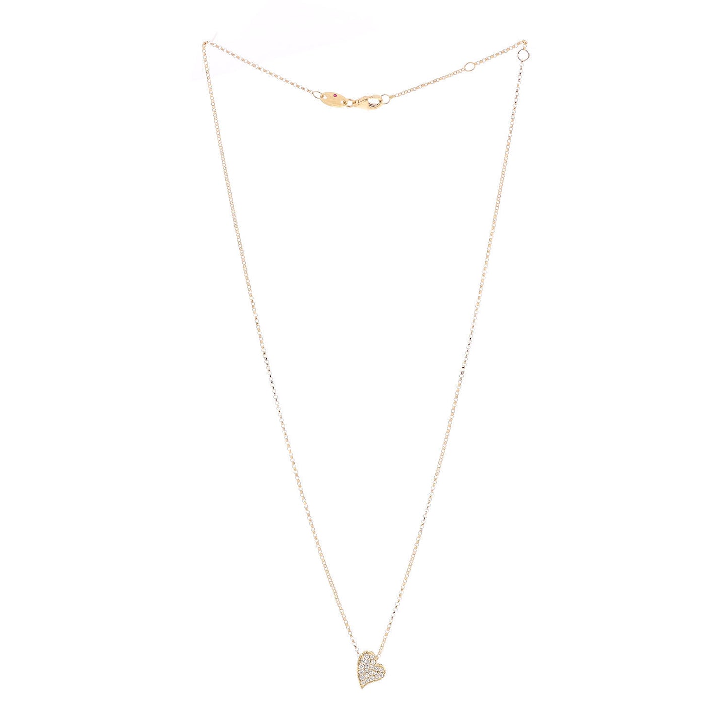 18K Yellow Gold Diamond Princess Heart Pendant Necklace