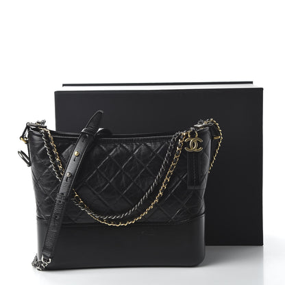 Chanel Aged Calfskin Quilted Medium Gabrielle Hobo Black 11 of 11