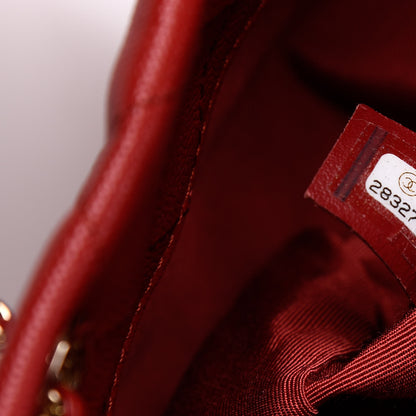 Chanel Caviar Quilted Rolled Up Bucket Drawstring Bag Red 7 of 10