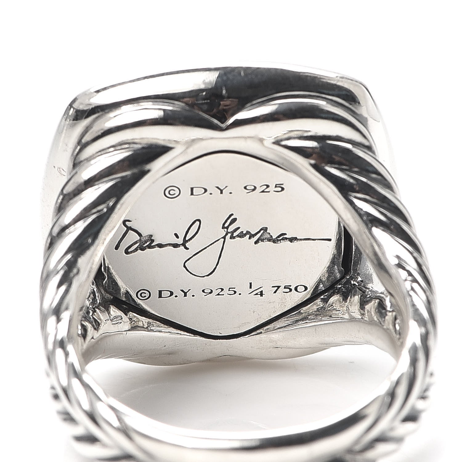 David Yurman Sterling Silver 18K Yellow Gold Diamond 17mm Albion Ring 58 8.5 5 of 6
