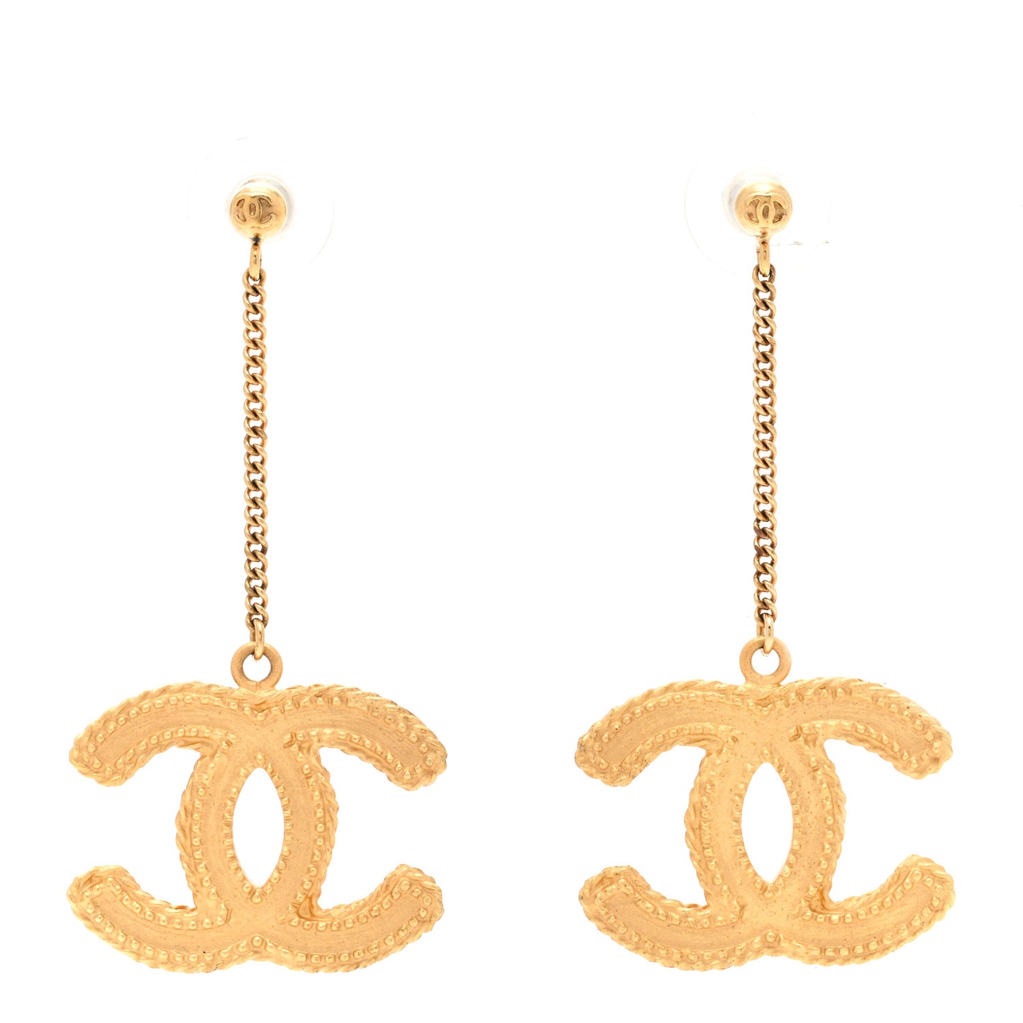 CC Drop Earrings Matte Gold