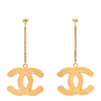 Chanel CC Drop Earrings Matte Gold 1 of 5
