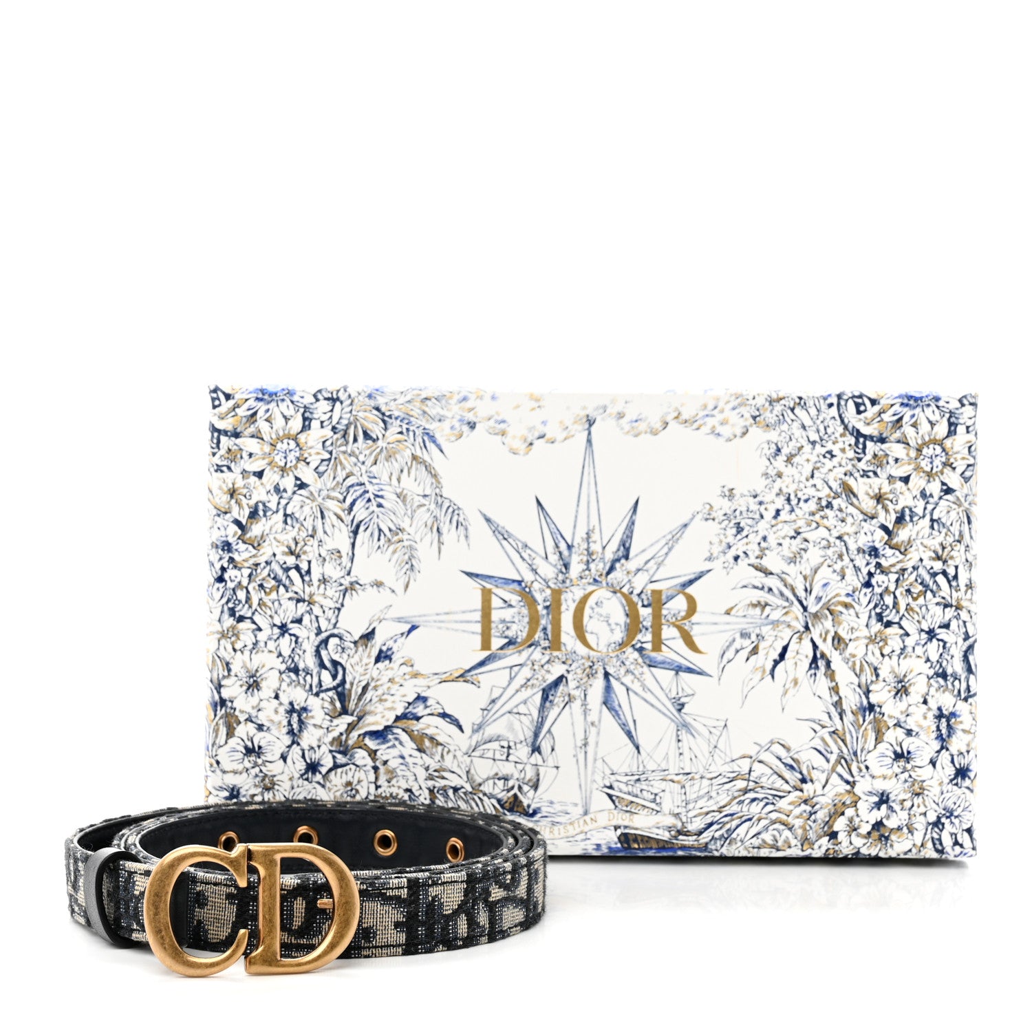 Christian Dior Jacquard Oblique 20mm Saddle Belt 95 38 Blue