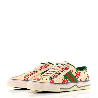 Gucci Canvas Web GG Apple Womens 1977 Tennis Sneakers 38.5 Ivory Red Mystic White New Shamarock 3 of 8