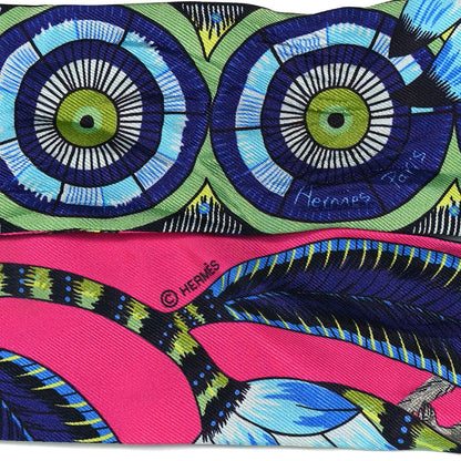 Hermes Silk The Savana Dance Twilly Rose Indien Indigo Vert 4 of 4