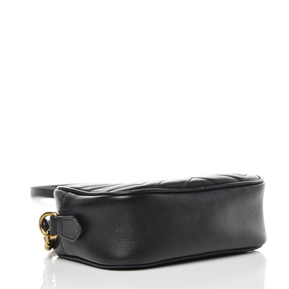 Gucci Calfskin Matelasse Mini GG Marmont Chain Shoulder Bag Black 4 of 16