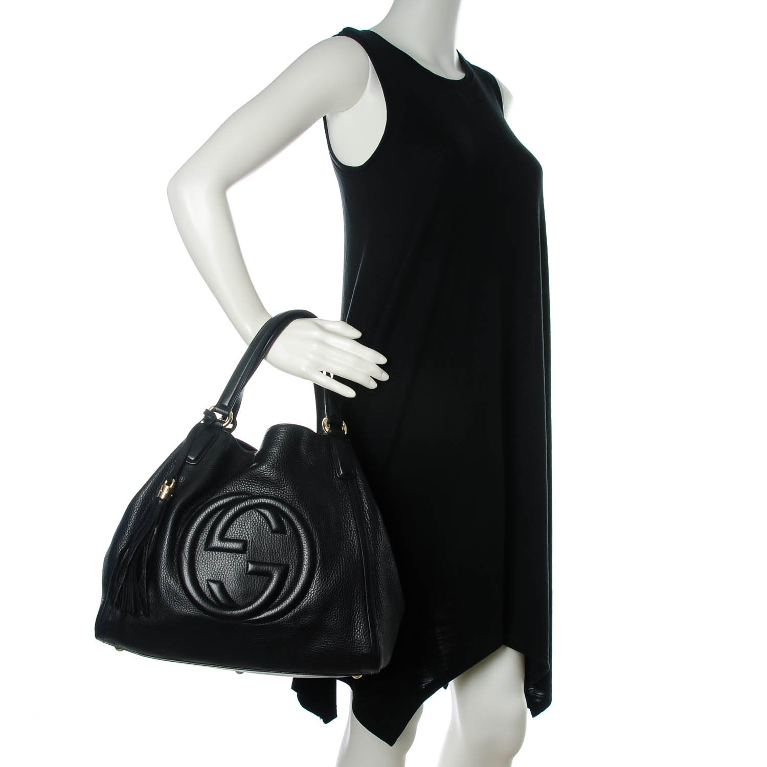 Gucci Pebbled Calfskin Medium Soho Shoulder Bag Black 2 of 7