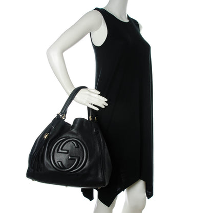Gucci Pebbled Calfskin Medium Soho Shoulder Bag Black 2 of 7