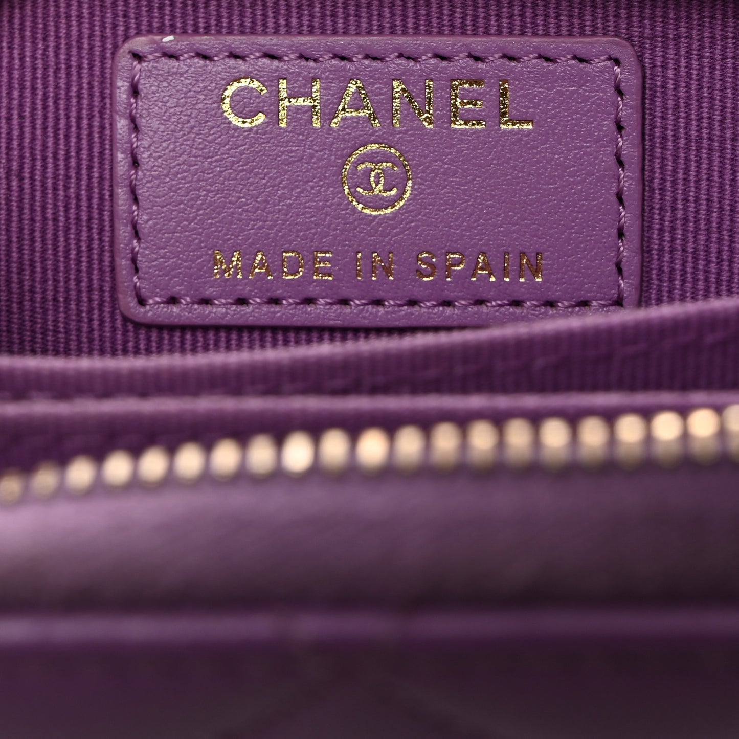 Caviar Quilted Zip Around Coin Purse Wallet Purple
