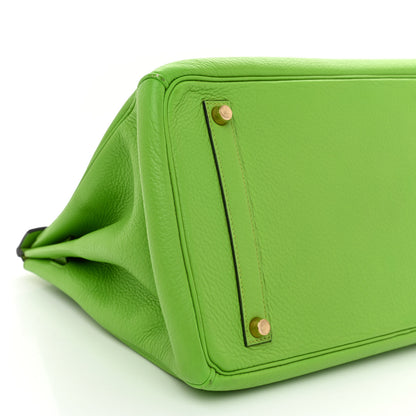 Hermes Taurillon Clemence Birkin 35 Vert Cru 8 of 13