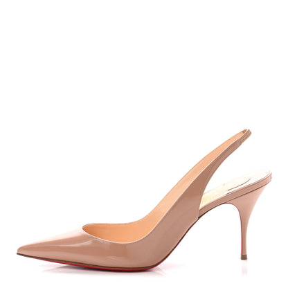 Christian Louboutin Patent Clare Sling 80 Pumps 40.5 Nude 1 of 12