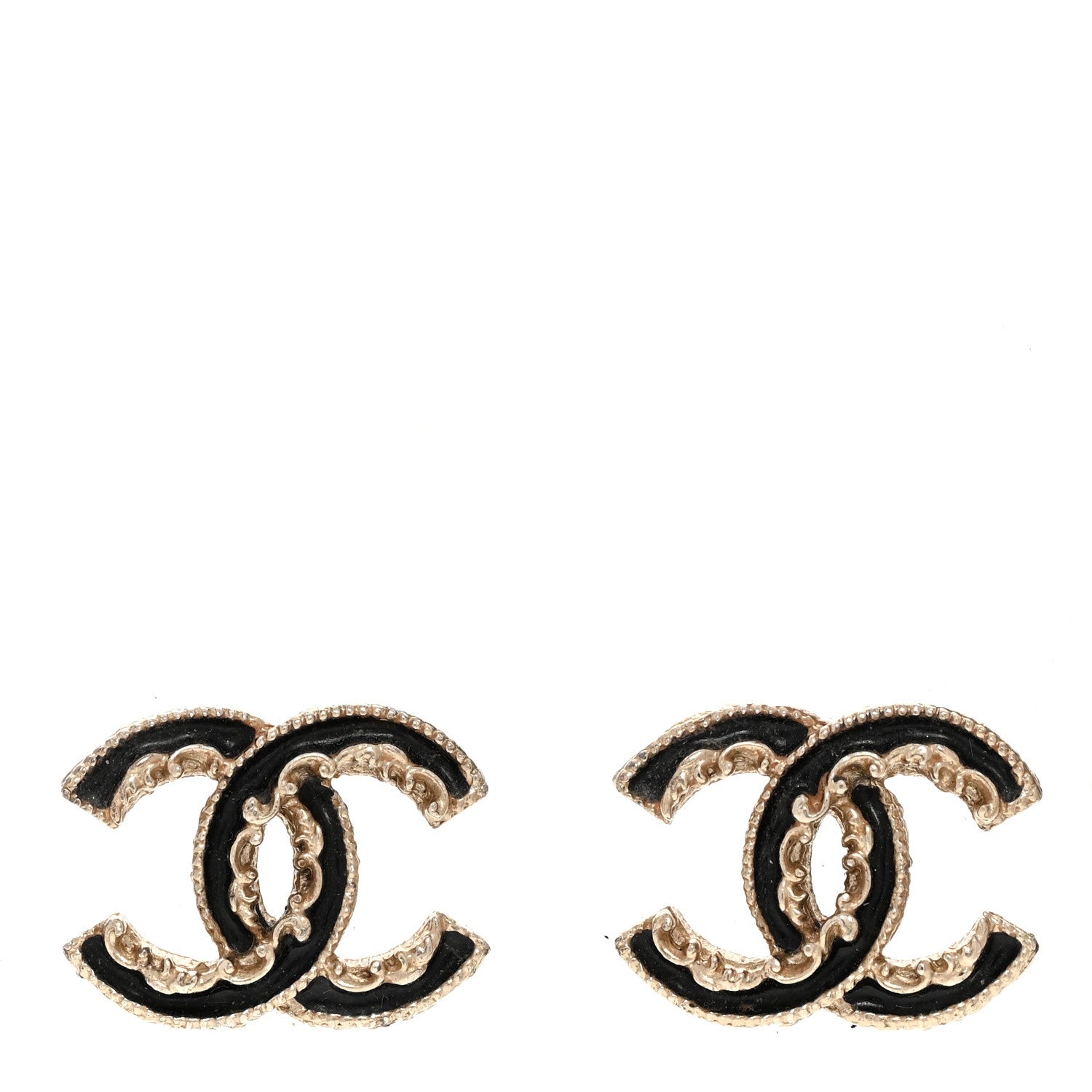 Chanel Enamel CC Baroque Earrings Light Gold 1 of 4