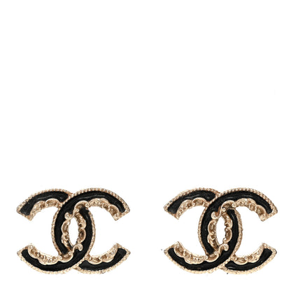 Chanel Enamel CC Baroque Earrings Light Gold 1 of 4
