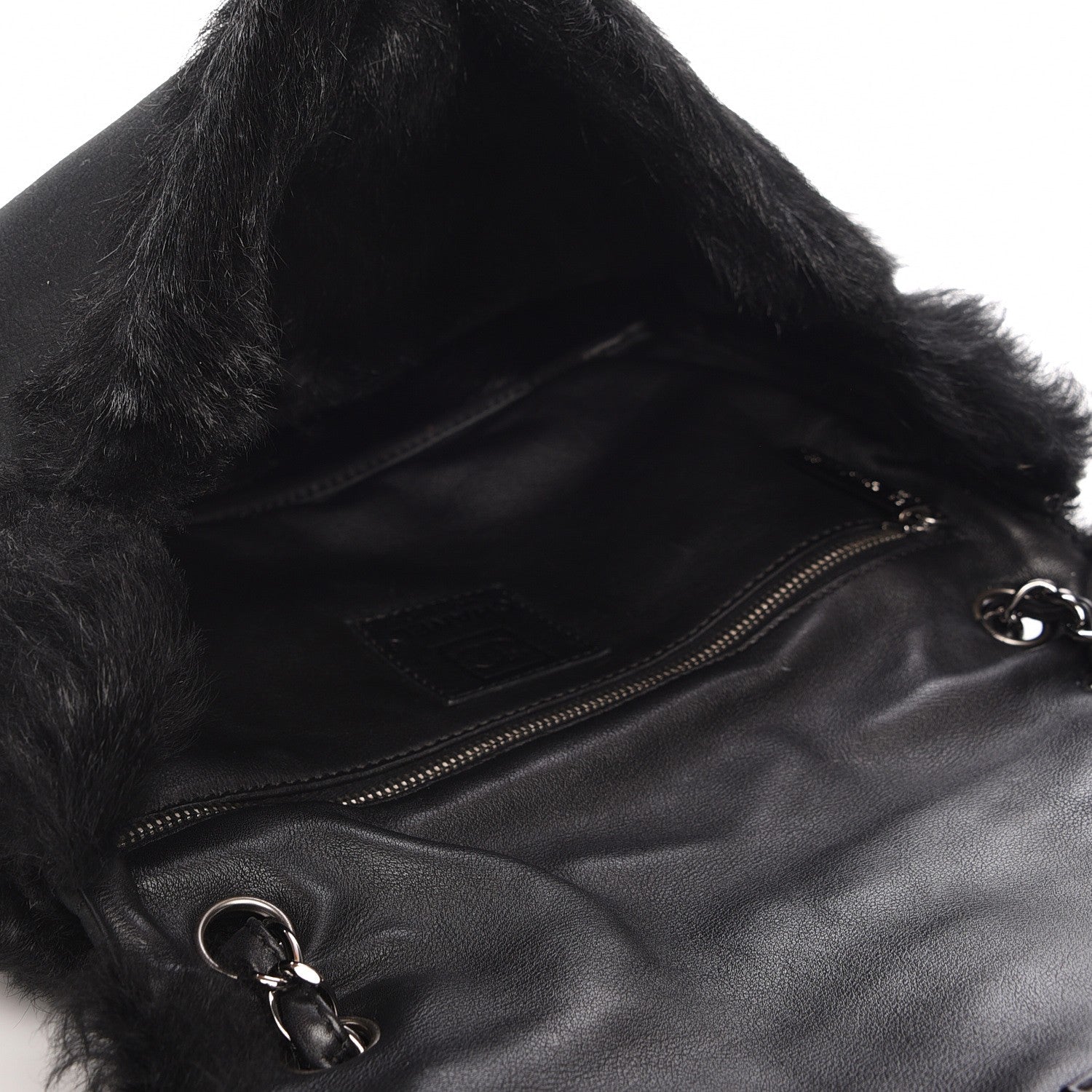 Chanel Suede Shearling Quilted Flap Black 5 of 7