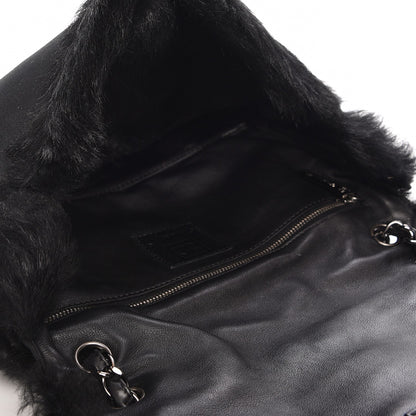 Chanel Suede Shearling Quilted Flap Black 5 of 7