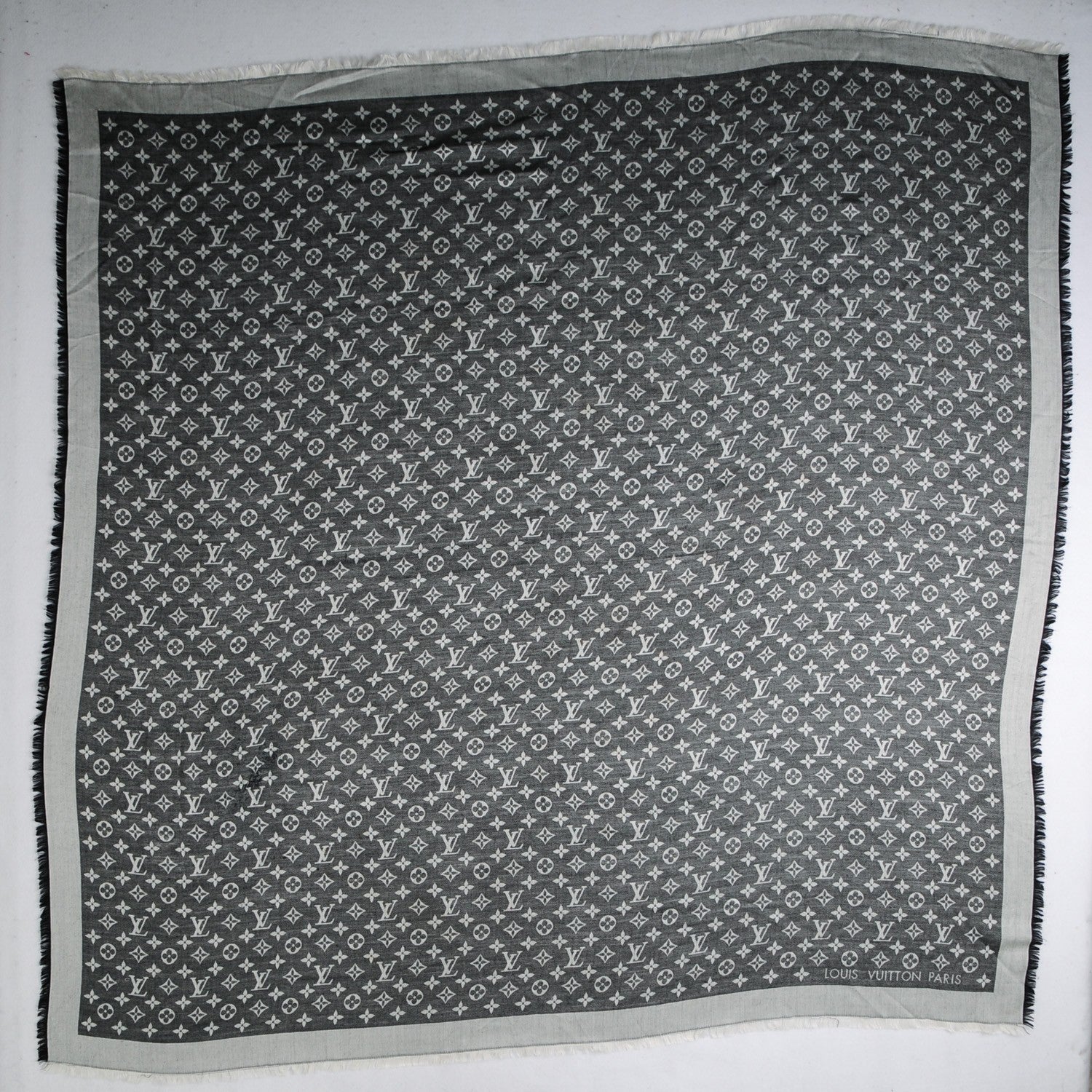 Louis Vuitton Wool Silk Monogram Denim Shawl Black 3 of 5