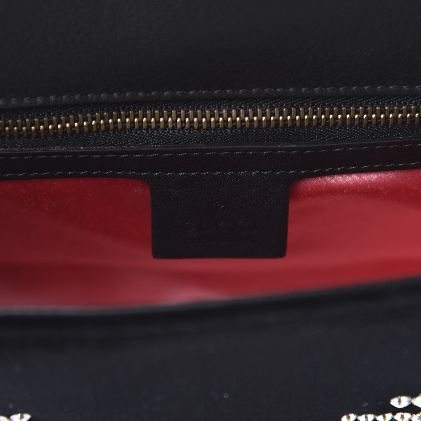 Velvet Matelasse Marquise Crystals Embroidered Small GG Marmont Shoulder Bag Black