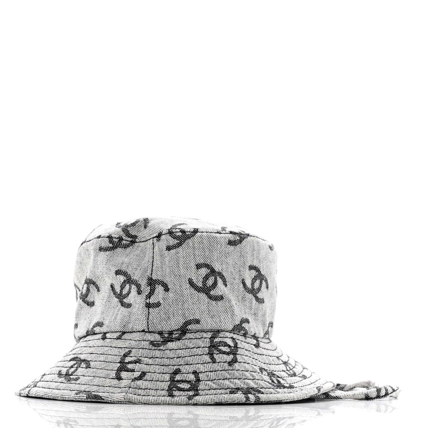 Chanel Denim CC Bucket Hat M White Black 5 of 9