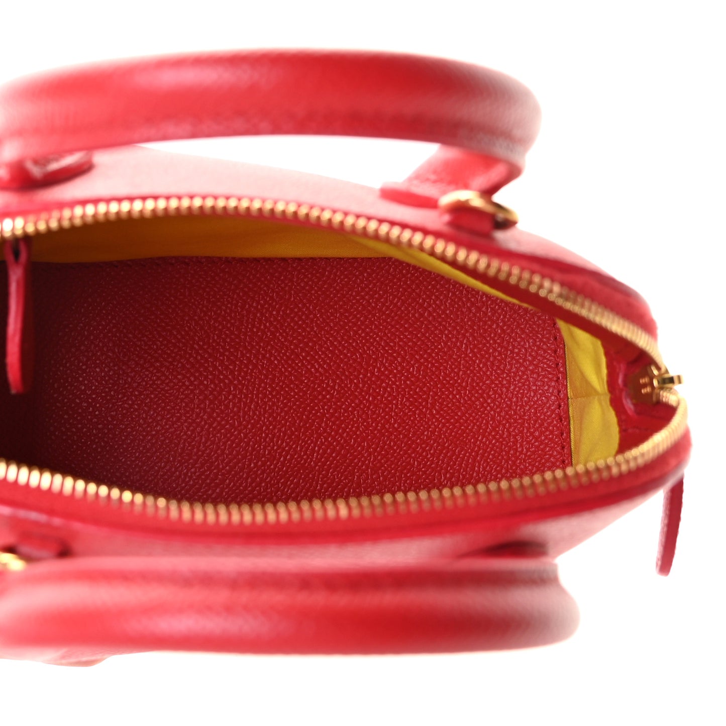 Signature Grained Calfskin Logo XXS Ville Top Handle Bag Rouge Coquelicot Black