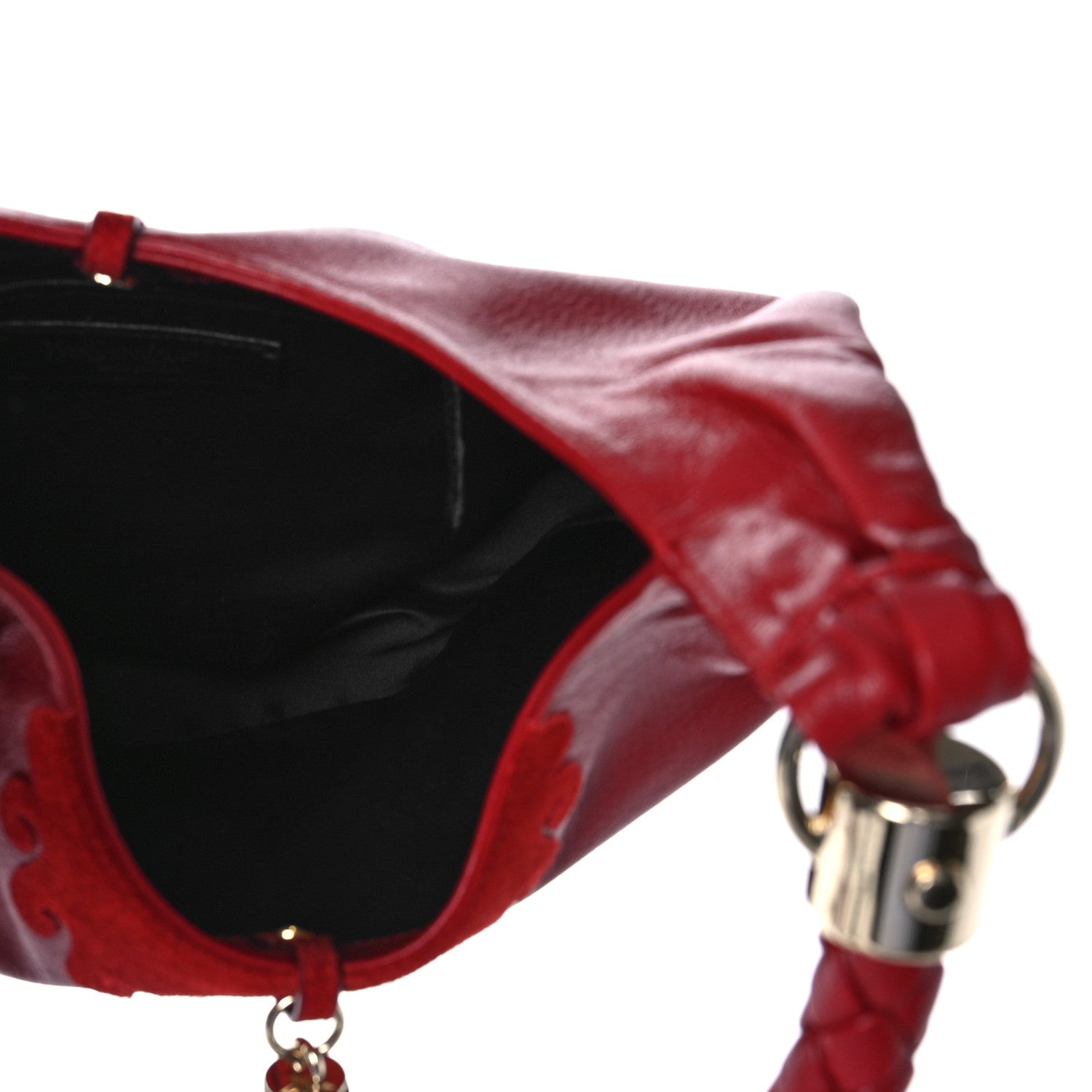 Saint Laurent Goatskin Suede Rive Gauche Tassel Hobo Red 5 of 8