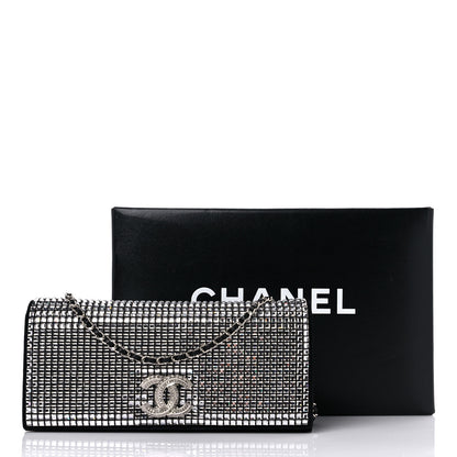 Chanel Crystal Suede Chain Evening Clutch Black Silver 17 of 17
