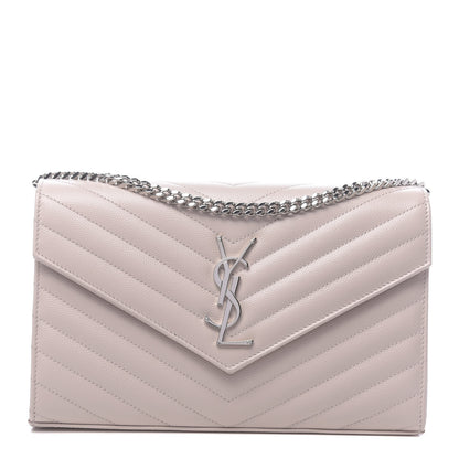 Saint Laurent Grain De Poudre Matelasse Chevron Monogram Chain Wallet Nude Powder 1 of 10