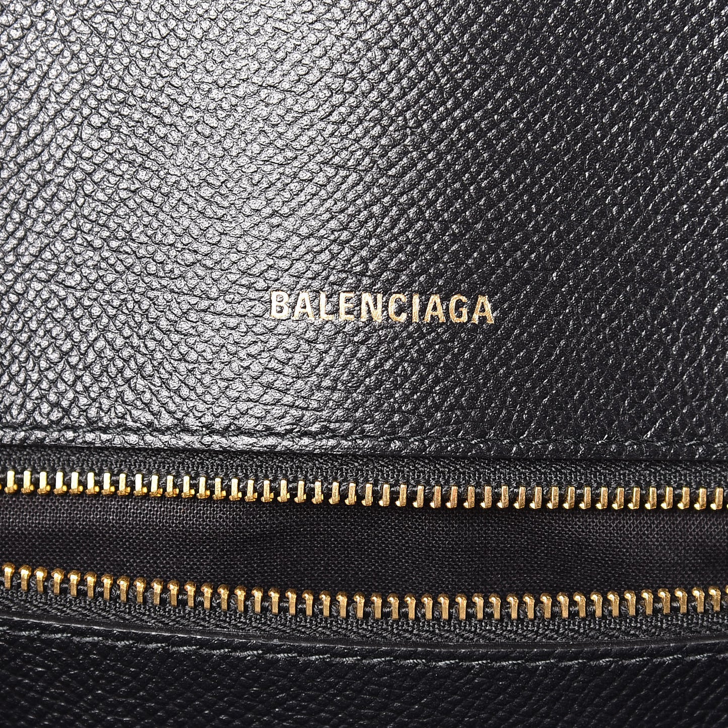 Signature Grained Calfskin Logo M Ville Top Handle Bag Black