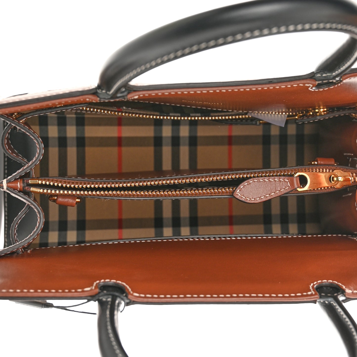 Calfskin Vintage Check Mini Two Handle Title Bag Black