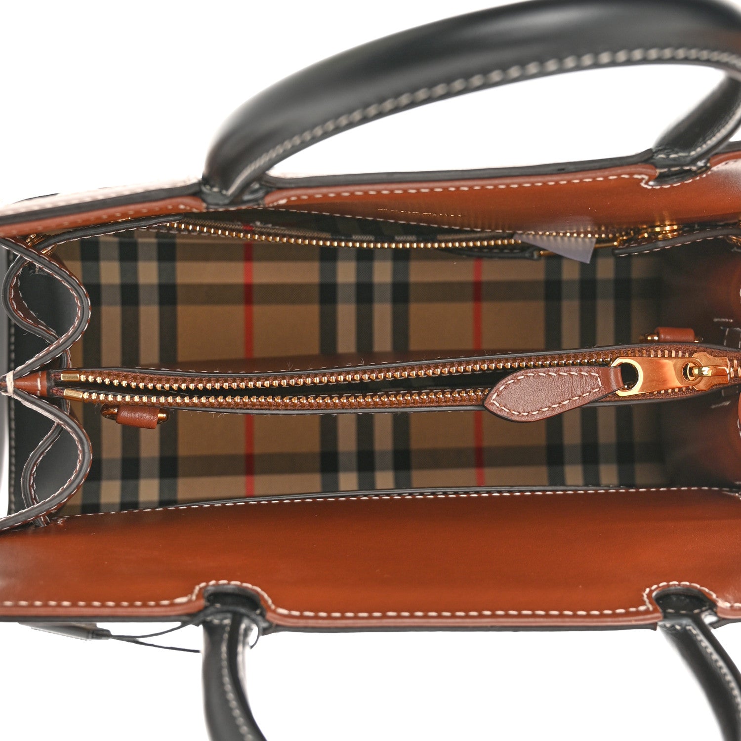 Burberry Calfskin Vintage Check Mini Two Handle Title Bag Black 5 of 9