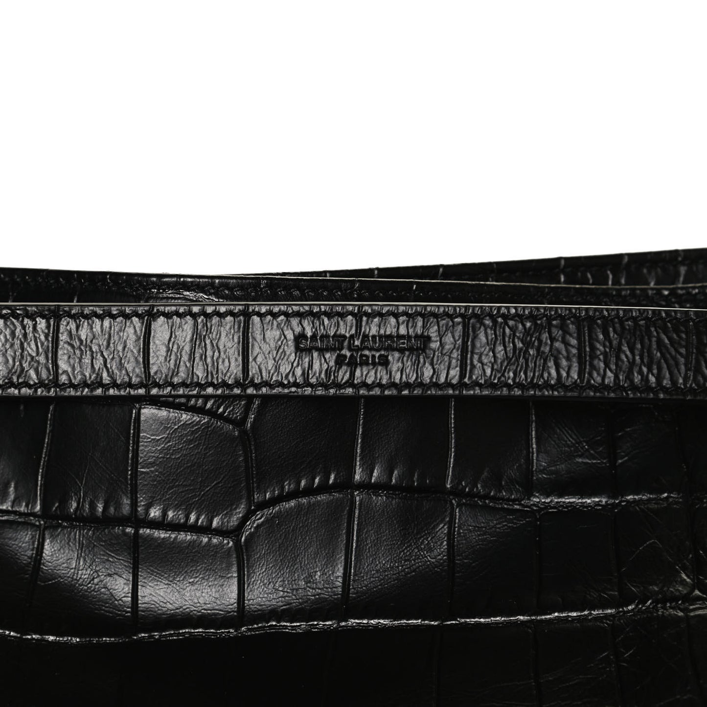 Calfskin Crocodile Embossed Monogram Large Niki Shopping Bag Black