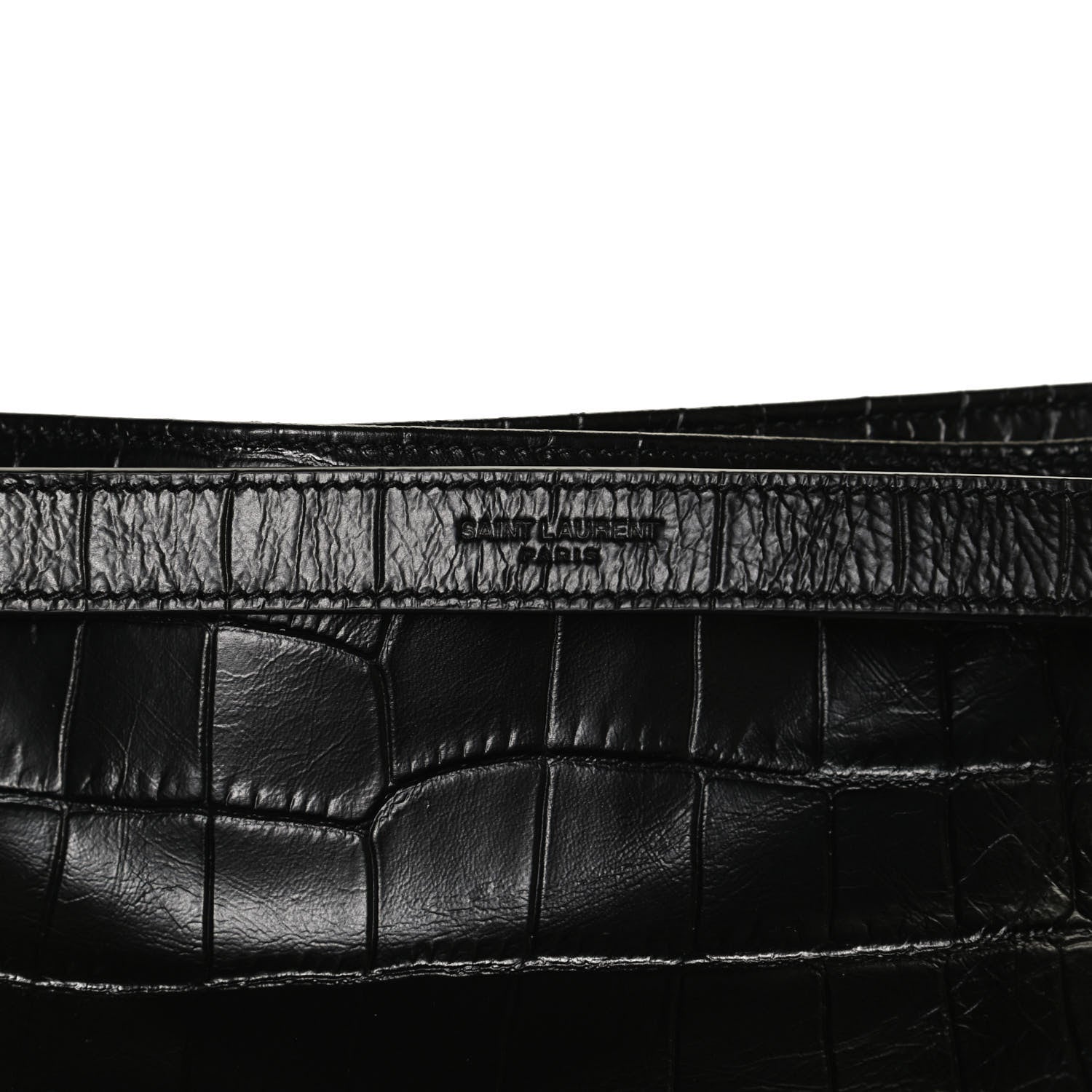 Saint Laurent Calfskin Crocodile Embossed Monogram Large Niki Shopping Bag Black 13 of 13
