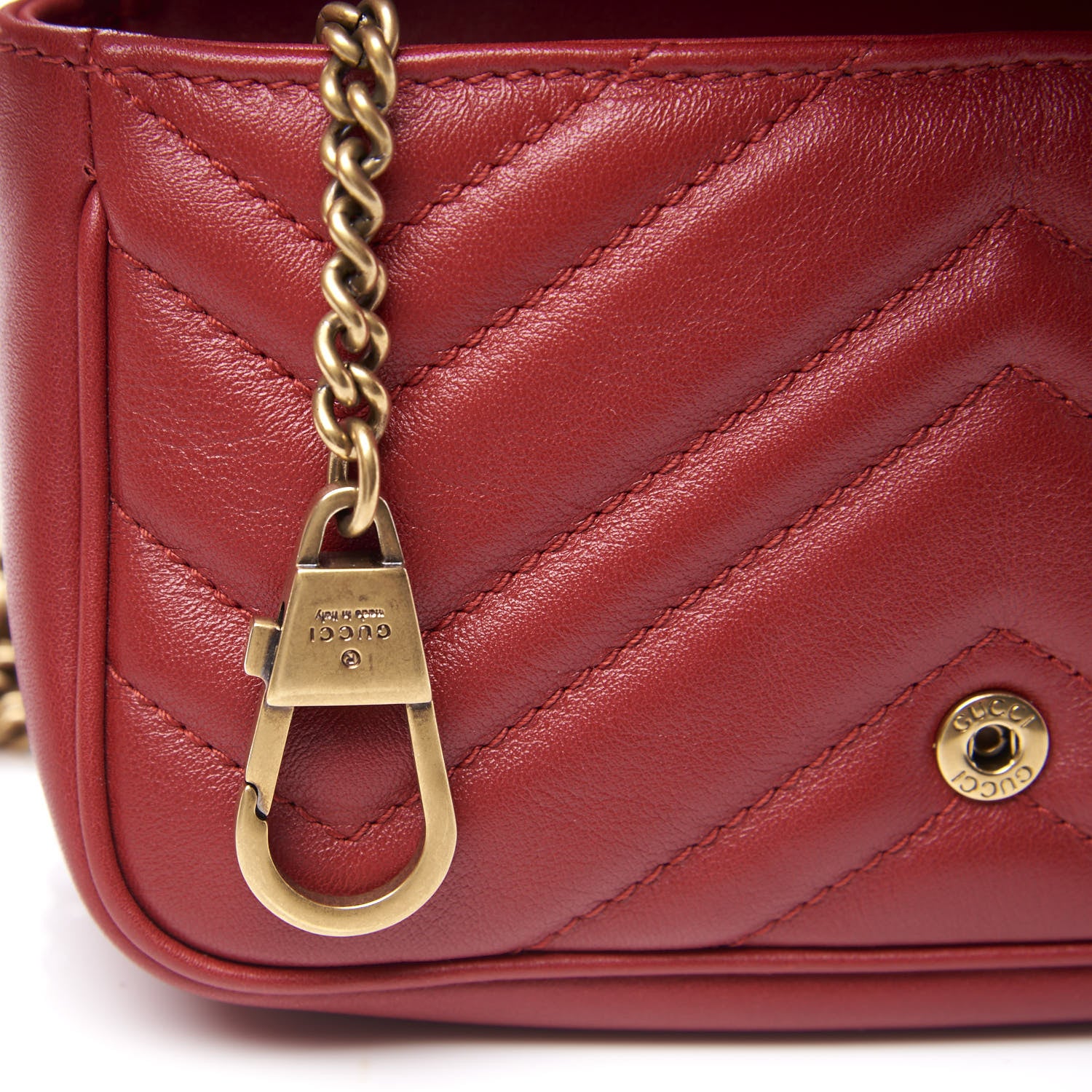 Gucci Calfskin Matelasse Super Mini GG Marmont Shoulder Bag Hibiscus Red 10 of 11