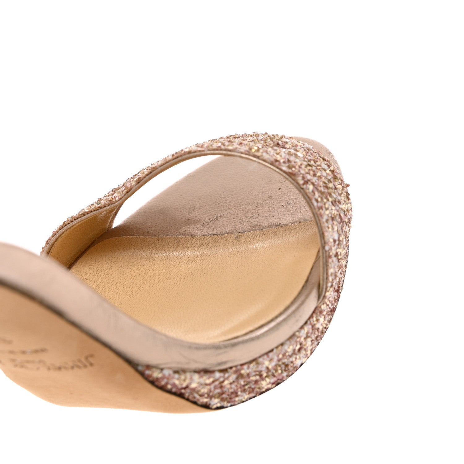 Jimmy Choo Dusty Glitter Misty 120 Sandals 38.5 Natural 9 of 9