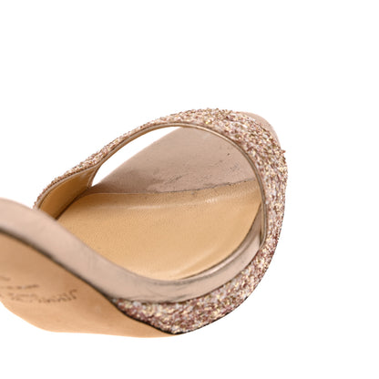 Jimmy Choo Dusty Glitter Misty 120 Sandals 38.5 Natural 9 of 9