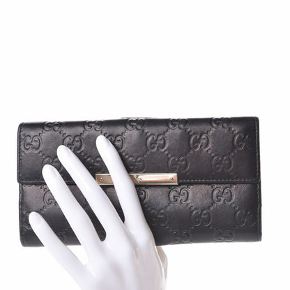 Gucci Guccissima Margaux Calfskin Metal Bar Continental Flap Wallet Black 2 of 9